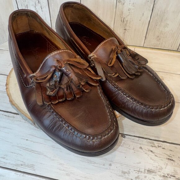 Cole Haan Handsewn Brown Leather Tassel Loafers 9.5 D Slip-On - Picture 1 of 8